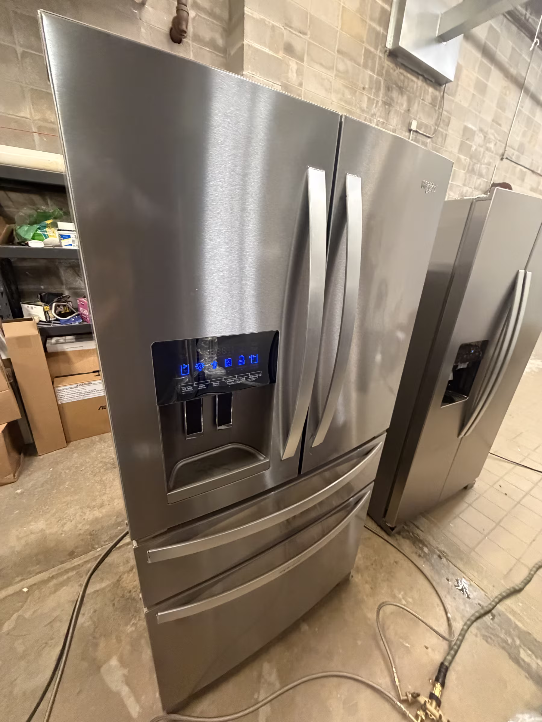 WHIRLPOOL 36 in. 24.5 cu. ft. Standard Depth French Door Refrigerator in Fingerprint Resistant Stainless Steel WRMF3636RZ
